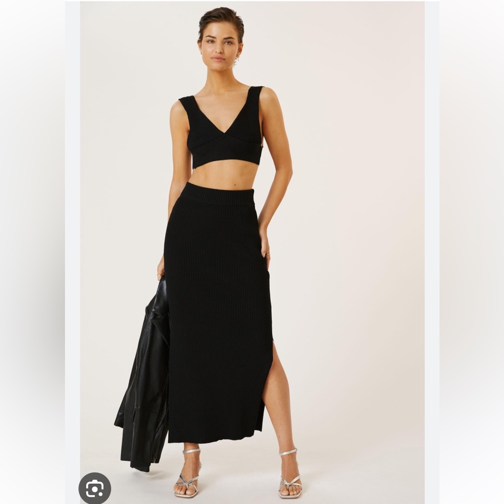 Anthropologie Black Knit Skirt & Tank Set